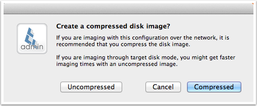 Choose uncompressed or compressed disk image