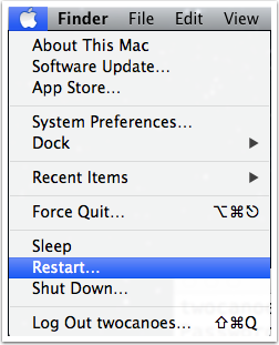 Apple Menu Showing Restart Option