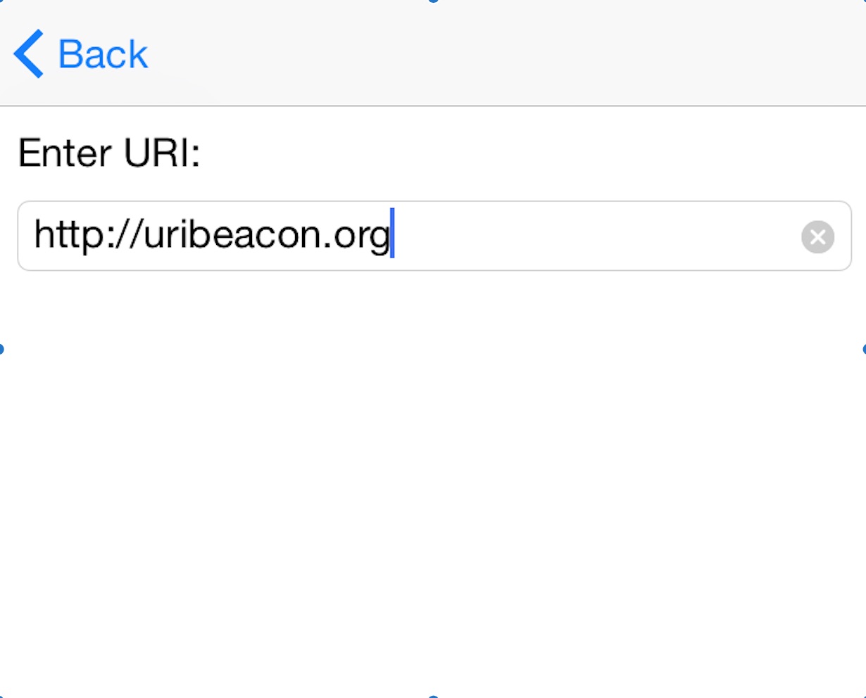 screenshot iOS URI beacon configuration enter URI to program beacon